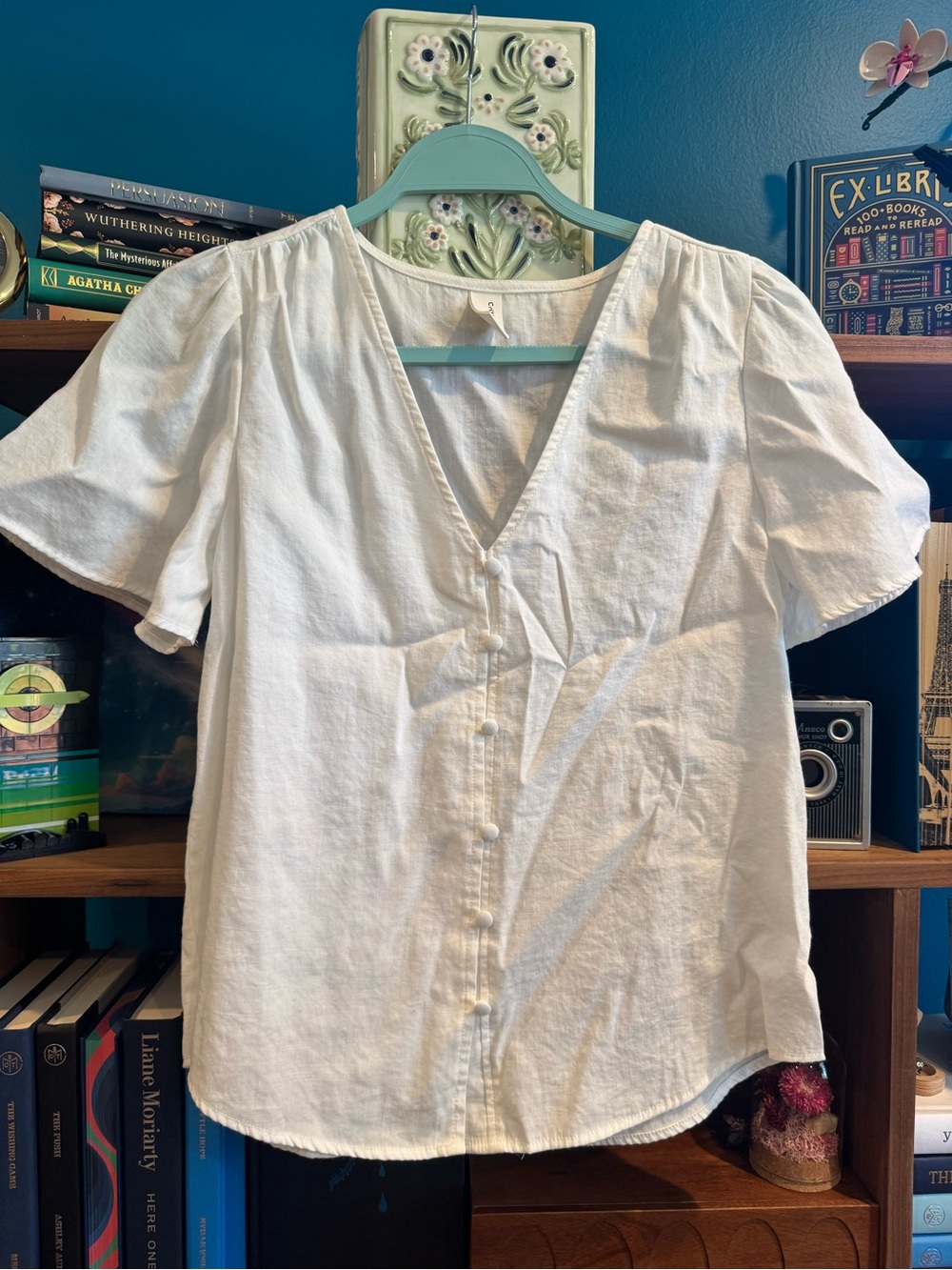 Commense V-Neck Button Front Blouse
